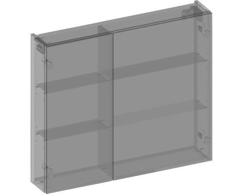 Armoire de salle de bain avec deux portes et étagères