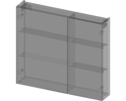 Armoire de salle de bain avec deux portes et étagères