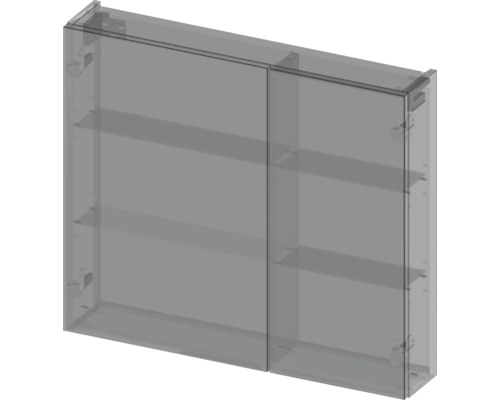 Armoire de salle de bain avec deux portes et des étagères