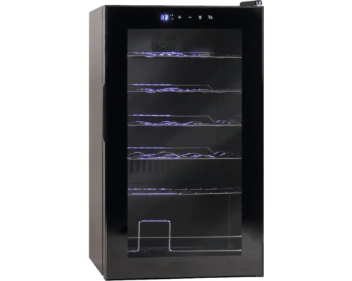 Weinkühlschrank mit mehreren Regalböden und digitaler Temperaturanzeige