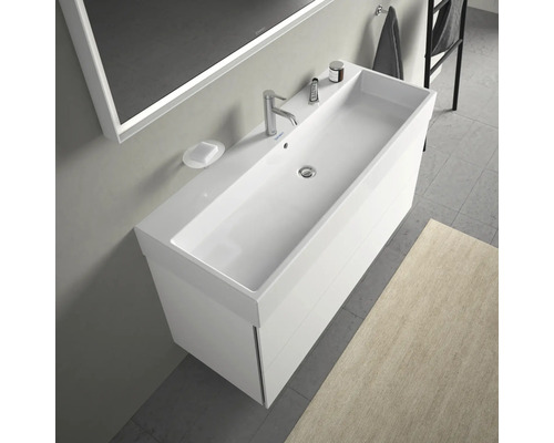 Meuble-lavabo de salle de bain avec meuble sous-vasque, robinet, porte-savon et miroir pour l''aménagement de la salle de bain