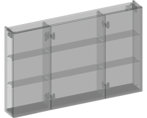 Armoire de toilette à trois portes avec étagères