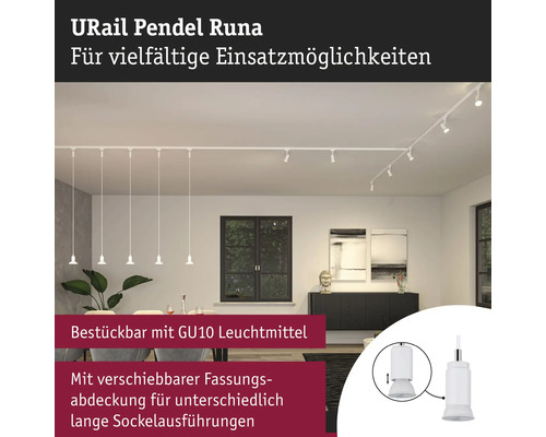 URail Pendelleuchte Runa im Wohnraum mit variablen Einsatzmöglichkeiten und GU10 Leuchtmittel