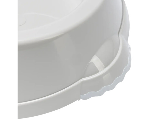 Detailansicht eines weißen Töpfchens mit Griff