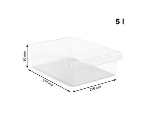 Aufbewahrungsbox aus Kunststoff, 5 Liter, mit Maßangaben