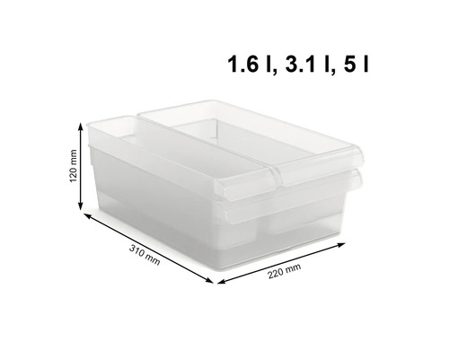 Aufbewahrungsbox aus Kunststoff, 310 mm x 220 mm x 120 mm