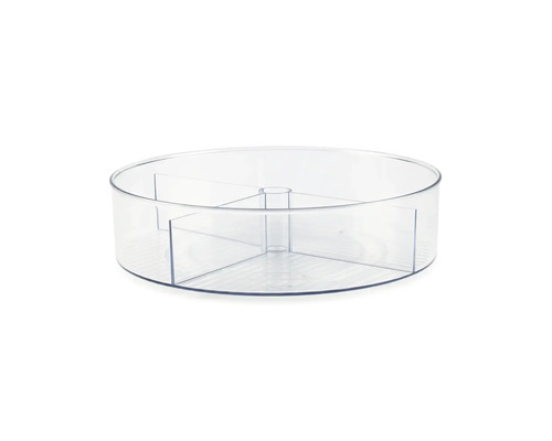 Récipient de stockage rotatif en plastique transparent avec quatre compartiments
