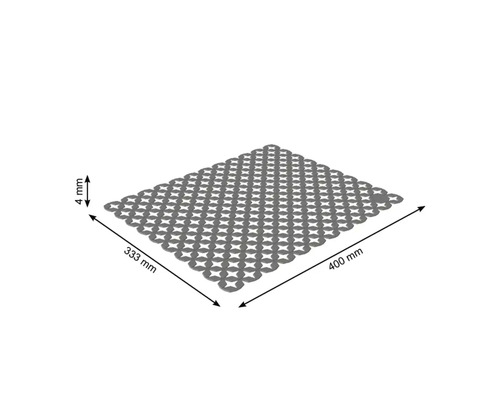 Quadratische Duschmatte mit den Maßen 333 mm x 400 mm und einer Dicke von 4 mm
