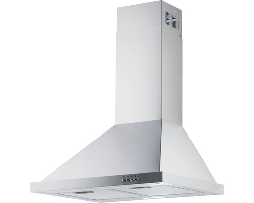 Hotte murale en métal avec boutons de commande et éclairage intégré