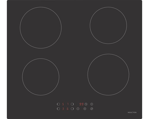 Table de cuisson à induction avec quatre zones de cuisson