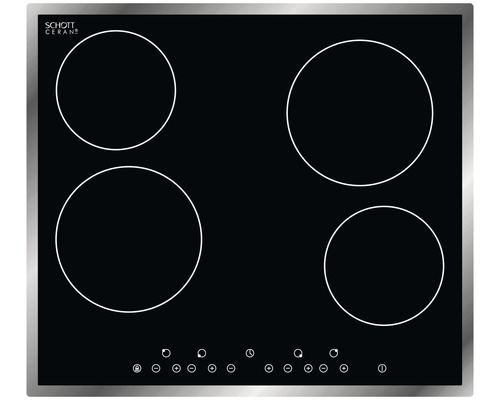 Plaque de cuisson vitrocéramique noire avec quatre zones de cuisson