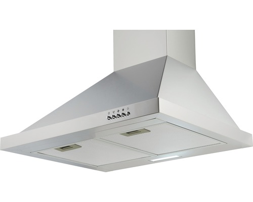 Hotte aspirante en métal avec boutons de commande et éclairage