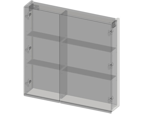 Armoire de salle de bain avec deux portes et étagères