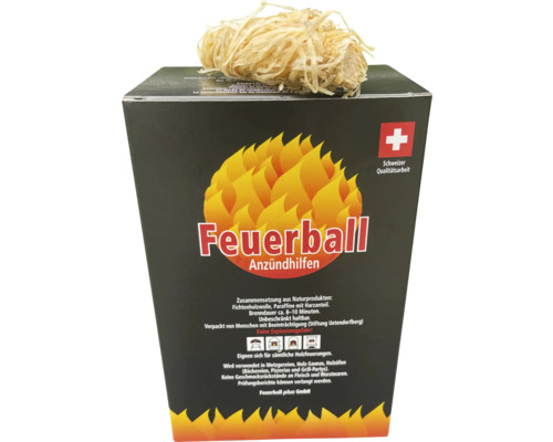 Allume-feu Feuerball dans un emballage avec le label de qualité suisse