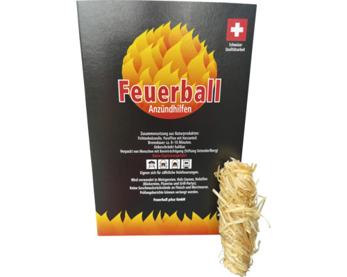 Feuerball Allume-feu Emballage avec allume-feu en laine de bois