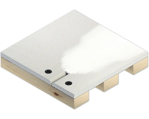 Verbindung von zwei Gipskartonplatten mit Schrauben auf einer Holzkonstruktion