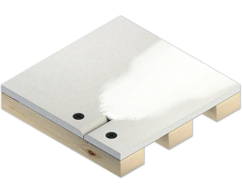 Verbindung von zwei Gipskartonplatten auf einer Holzunterkonstruktion