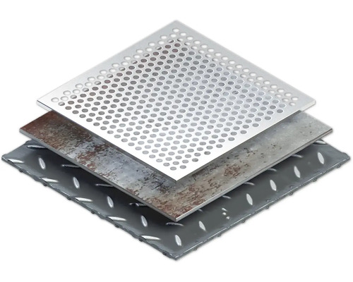 Metallplatten mit Lochblech, Stahlblech und Riffelblech