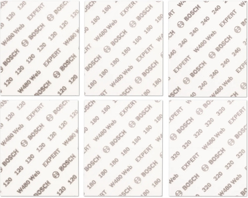 Detailansicht von Bosch Schleifpapier mit verschiedenen Körnungen