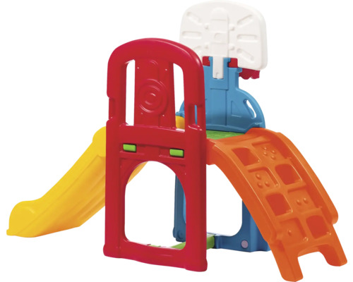 Aire de jeux combinée avec toboggan et panier de basket