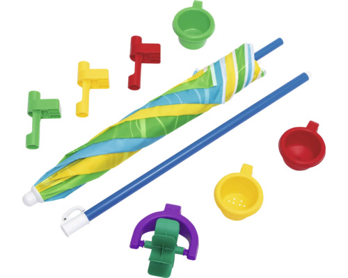 Set de jouets de plage avec parasol, seau et moules
