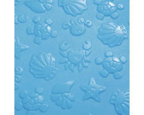 Tapis de bain avec motifs marins tels que crabes, coquillages, étoiles de mer et tortues