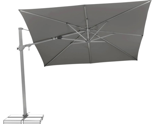 Parasol déporté avec toit d''ombrage rectangulaire et pied