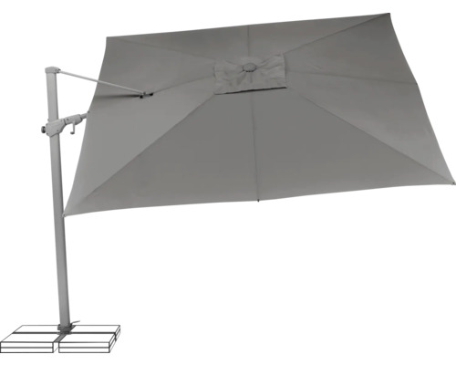 Parasol rectangulaire avec mât latéral et base