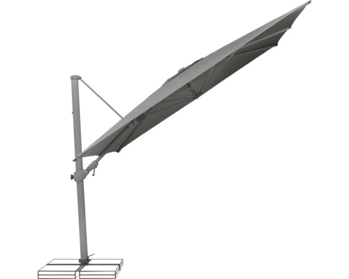 Parasol déporté avec support pour le jardin ou la terrasse