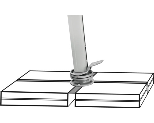Sockel für Sonnenschirm mit Fußhebel und Platten