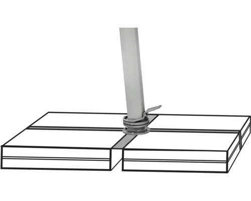 Sonnenschirmständer mit Fusspedal und Pflastersteinen