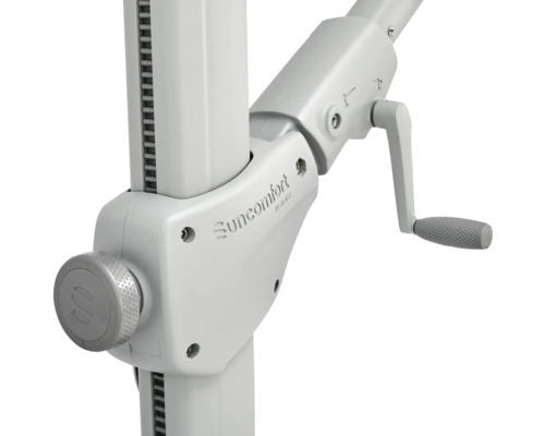 Detailansicht einer Kurbelmechanik eines Sonnenschirms