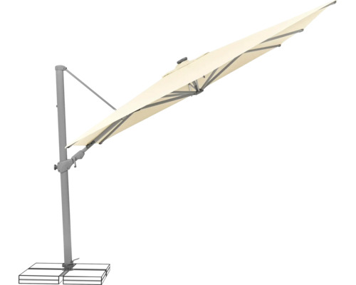 Freiarm-Sonnenschirm mit beigem Schirm und grauem Gestell