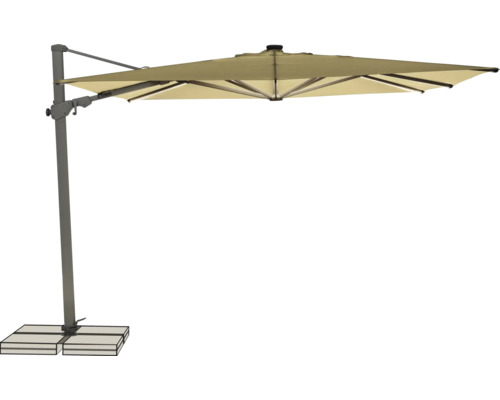 Freiarm-Sonnenschirm mit quadratischem Schirm und Standfuß