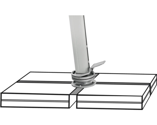 Fuss einer Sonnenschirmbefestigung mit Fusspedal