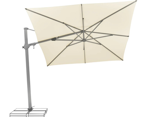 Freiarm-Sonnenschirm mit rechteckigem Schirm und grauem Gestell