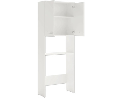 Weißer Bad-Hochschrank mit Regalen und Schrankfächern