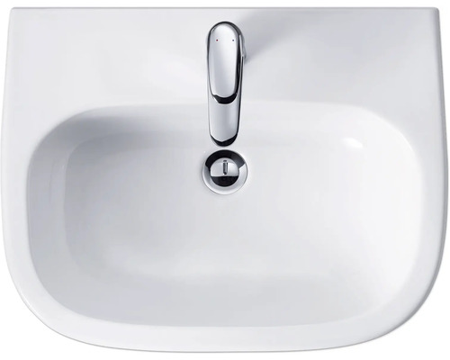 Vue de dessus lavabo en céramique avec robinet