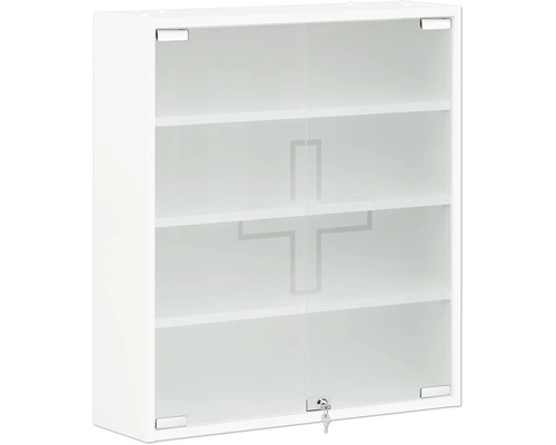 Armoire à pharmacie avec portes en verre et serrure