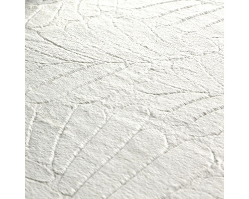 Gros plan d''un papier peint structuré blanc avec motif de feuilles