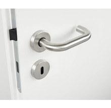 Garniture de porte en acier inoxydable avec serrure sur une porte