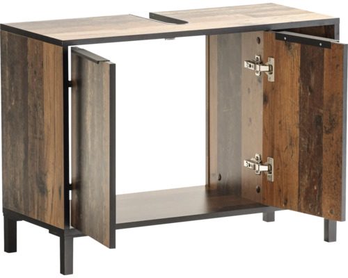 Waschbeckenunterschrank aus Holzwerkstoff mit zwei Türen und Ablage