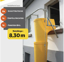 Bauschuttrutsche mit Einfülltrichter und Fensterhalterung, Nutzlänge 8,30 Meter