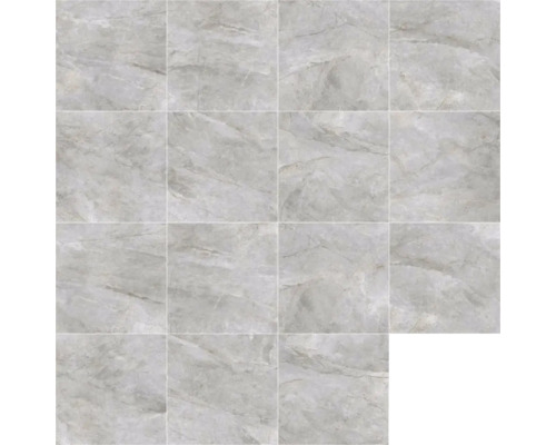 Plusieurs carreaux gris à motif marbré.