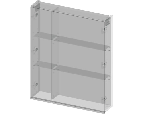 Armoire de salle de bain avec portes en verre et étagères