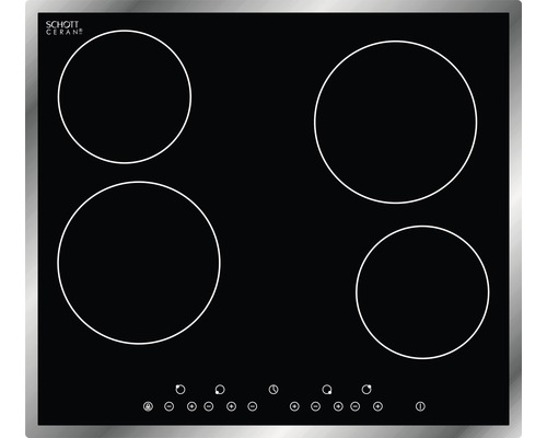 Plaque de cuisson vitrocéramique noire avec quatre zones de cuisson