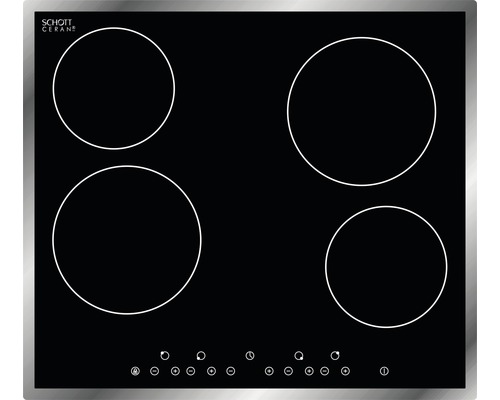 Plaque de cuisson vitrocéramique noire avec quatre zones de cuisson