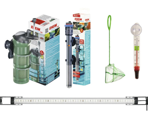 Aquarium Zubehör Set mit Filter, Heizer, Kescher, Thermometer und LED Leuchte