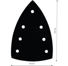 Dreieckiges Schleifpapier mit Abmessungen von 100 x 100 mm und Löchern