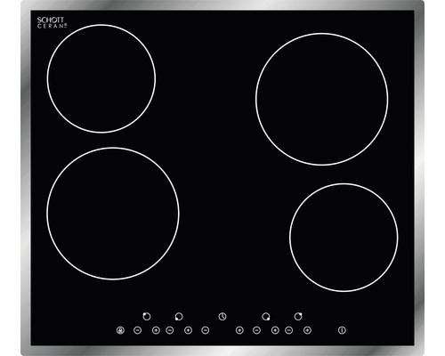 Table de cuisson vitrocéramique avec quatre zones de cuisson